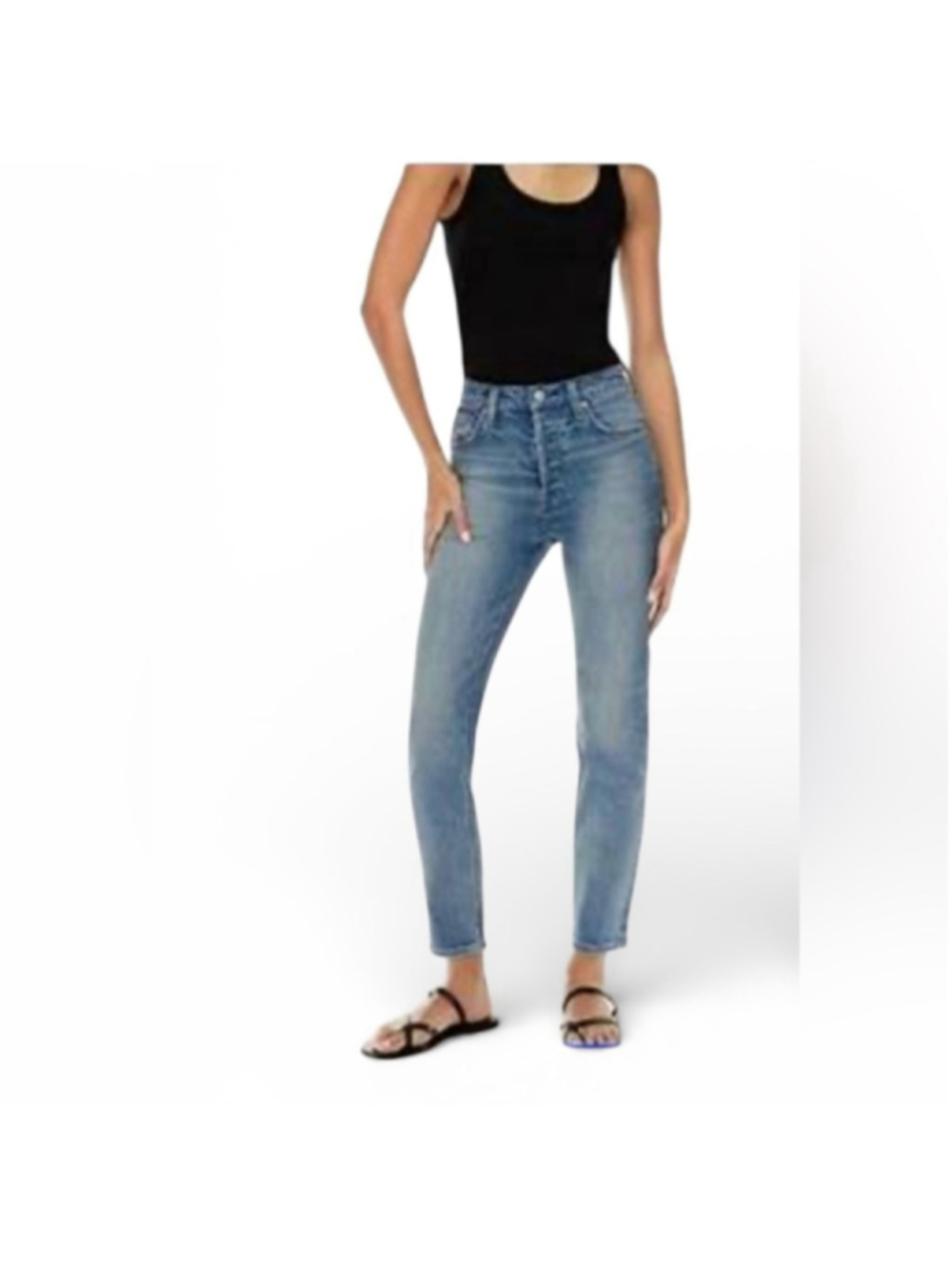 Aritzia Denim Forum Yoko High Rise Light Blue Jeans minimalist classic sz 25